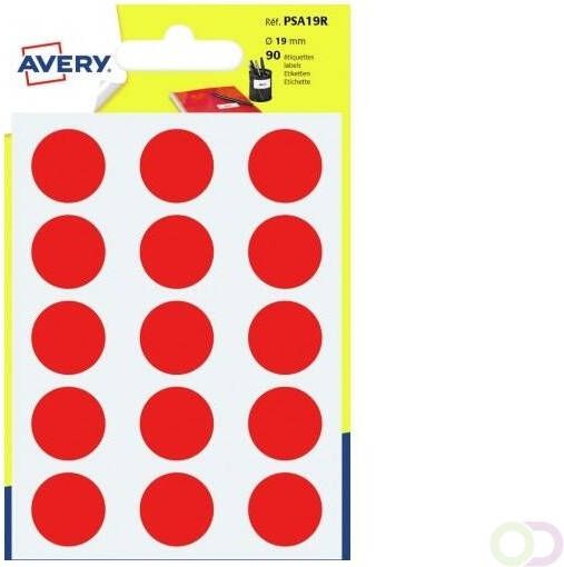 AVERY Handbeschrijfbare markeringspunten Ã 19 mm rood handbeschrijfbaar PSA19R